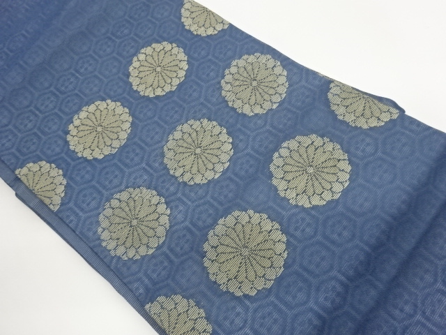 Gauze Nagoya obi with woven chrysanthemum pattern